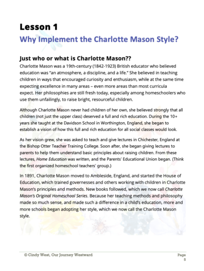 sample text from a homeschooling book